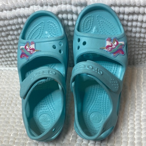 CROCS Kids Turquoise Unicorn Sandals - Picture 6 of 13